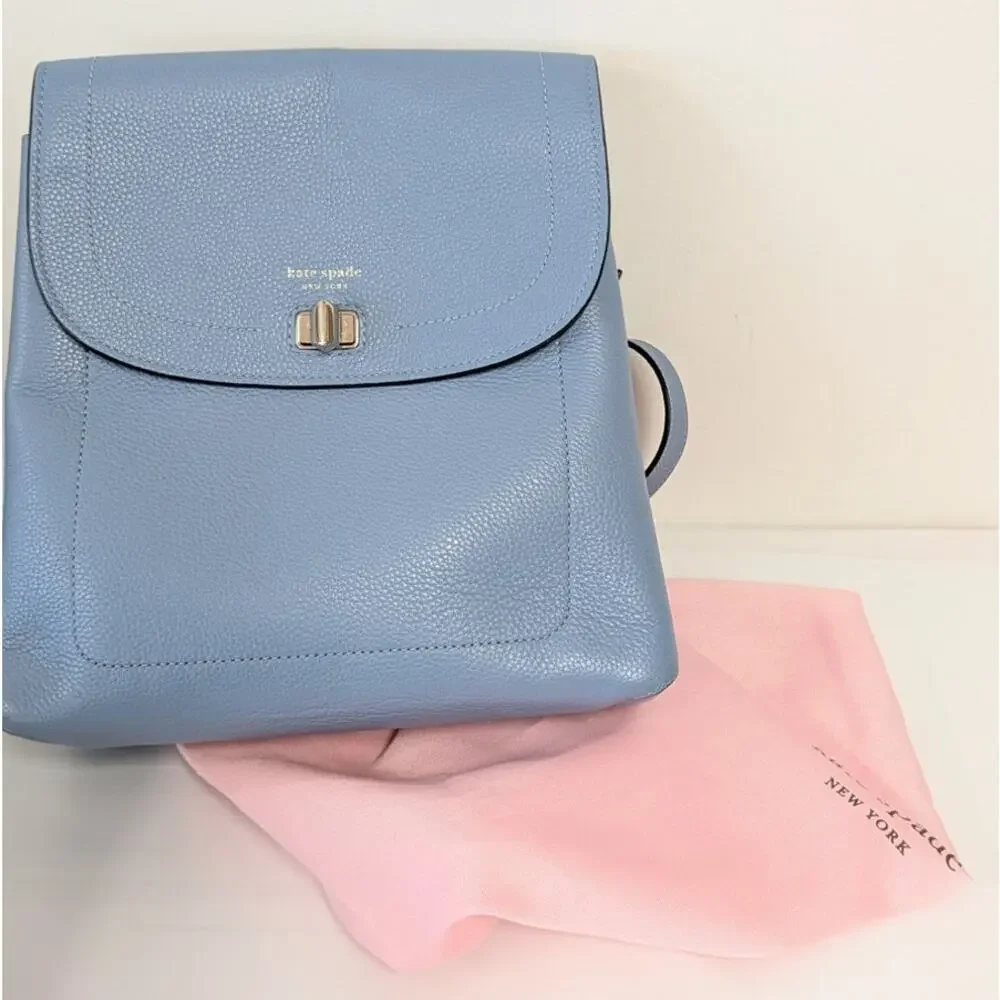 Kate Spade New York Blue Morning Sky Leather Backpack Womens One Size